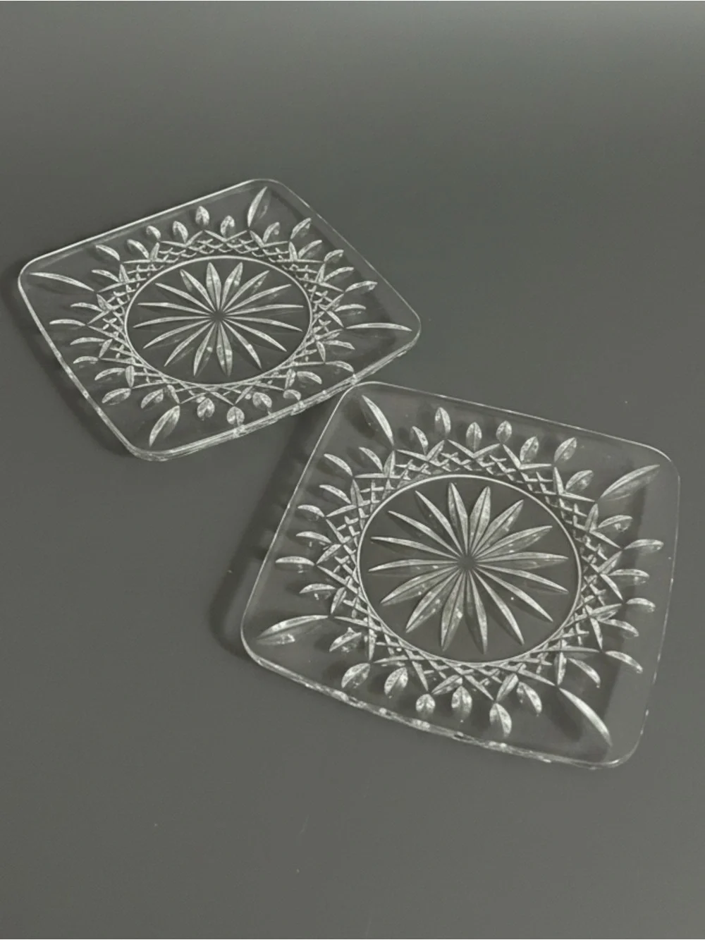 Waterford Lismore Crystal 8” Square Accent Plates Pair #117045 Ireland Box
